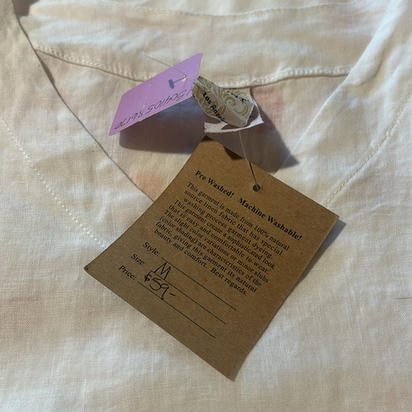 NWT Kimono Style Match Point tunic top in white linen. Size M. - Picture 5 of 7